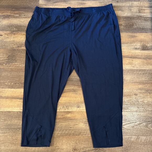 Any Body Navy Blue Pants 4XL Lounge Cozy Split Cuff Soft Elastic Drawstring EUC - Picture 1 of 10